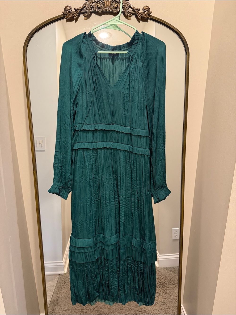 Current Air Emerald Green Long-Sleeve Tiered Maxi Dress